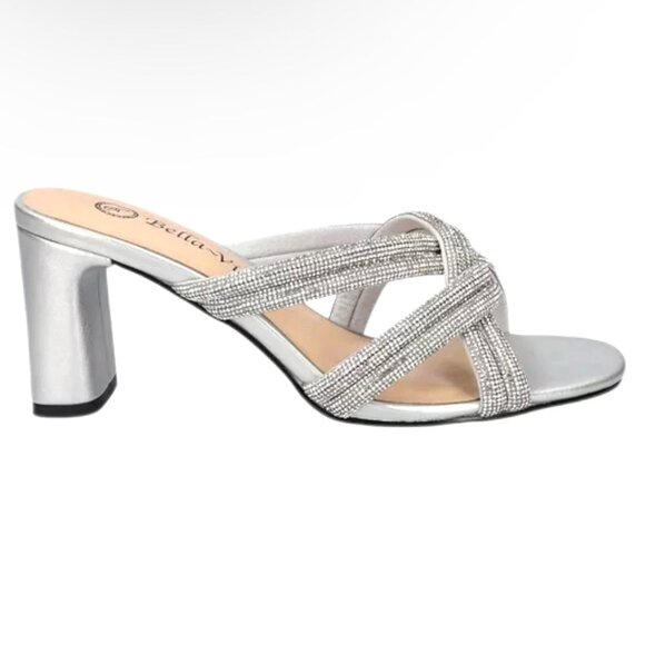 BELLA~VITA CARMEN Women's Crisscross Straps Heel Sandals Silver Size 8.5 WW - Picture 2 of 8